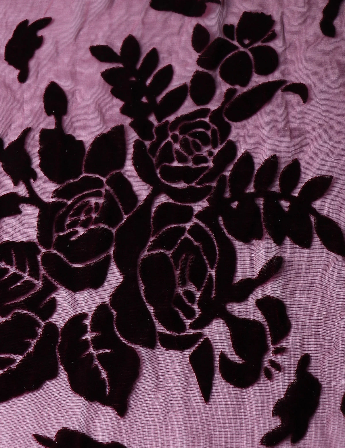 Kimono Court Fleuri en Nylon et Velours