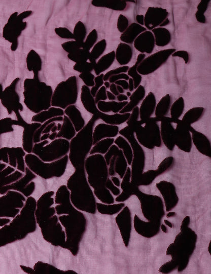 Kimono Court Fleuri en Nylon et Velours