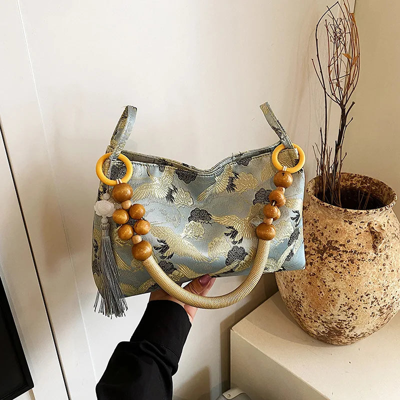 Sac Perle en Bois - Noir, Bleu, Vert
