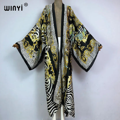 Kimono Long Femme Bohème – Cardigan Léger Imprimé Effet Soie