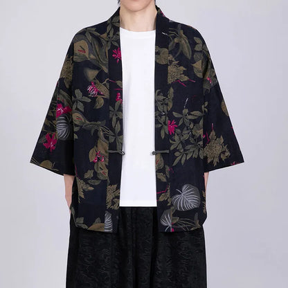Kimono Court Homme en Coton et Lin - Style Japonais Harajuku Ethnique