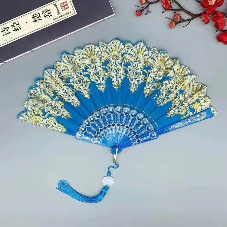 Éventail Pliant Vintage avec LED - Idéal pour Soirées et Spectacles
