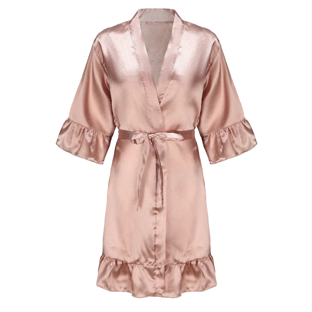 Kimono Mi-long Satiné pour Mariée - Élégance et Confort