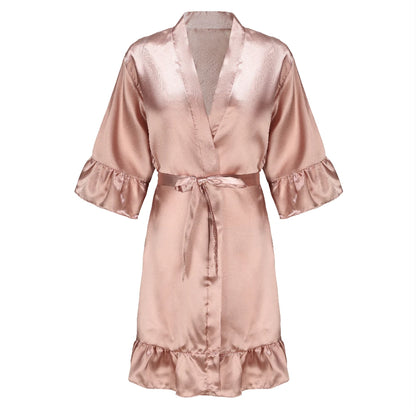 Kimono Mi-long Satiné pour Mariée - Élégance et Confort