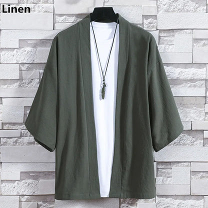 Kimono Court Mixte en Coton et Lin