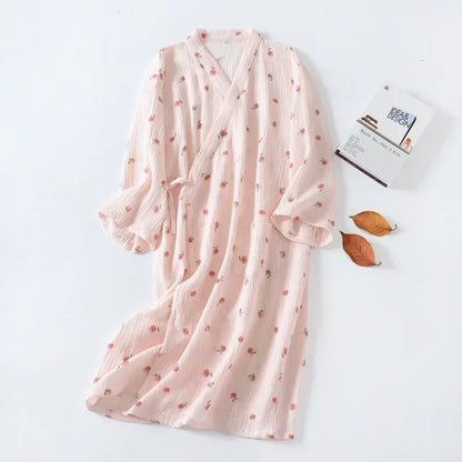Kimono Mi-long Fleuri Femme en Coton - Confort & Style