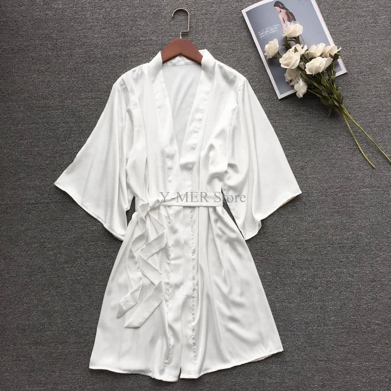 Kimono Mi-long en Satin pour Femme - Style Élégant et Léger