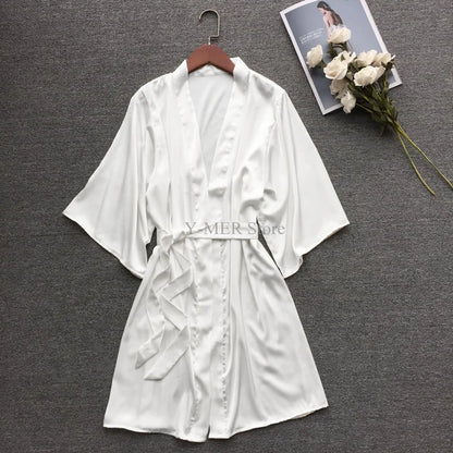 Kimono Mi-long en Satin pour Femme - Style Élégant et Léger