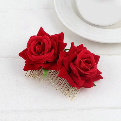 Pince à Cheveux Fleur Rose Satinée pour Femme