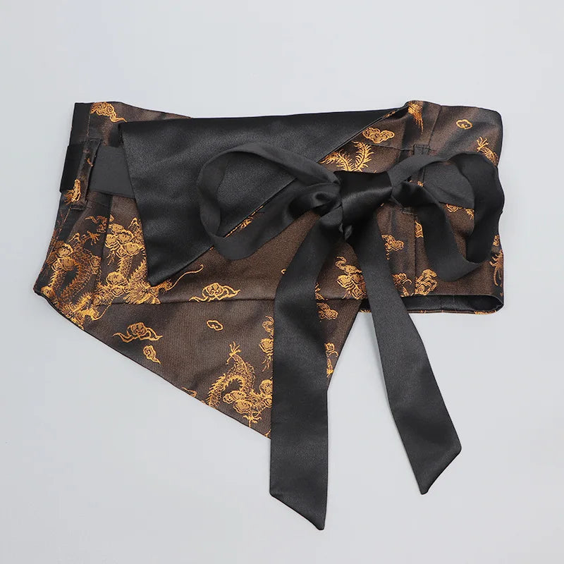 Ceinture Kimono Femme en Satin - Style Décontracté et Imprimé