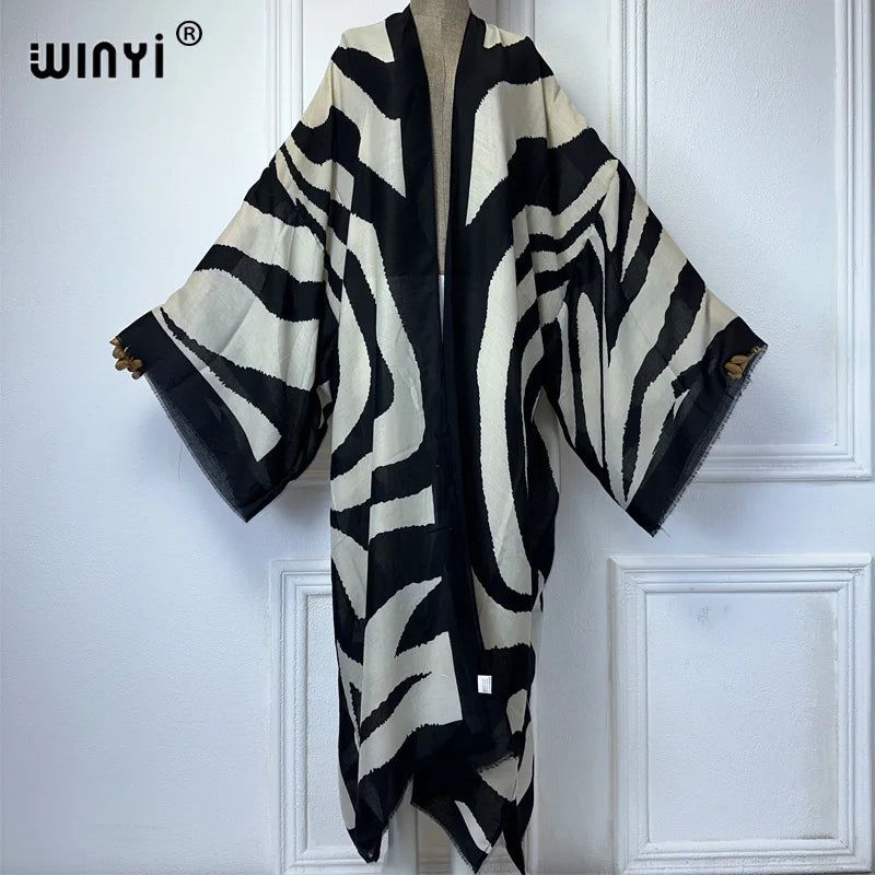 Kimono Long Imprimé Zèbre Femme - Style Bohème Chic