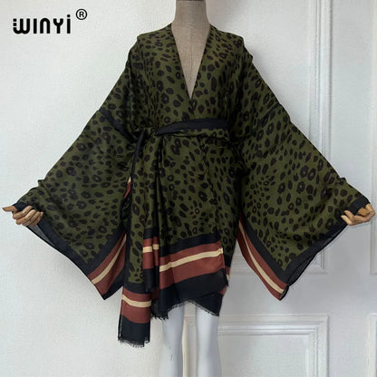 Kimono Mi-long Imprimé Léopard Femme - Style Bohème Chic