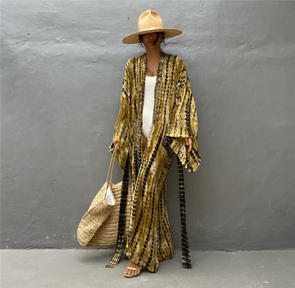 Kimono Long Femme Style Bohème- Motif Tie and Dye