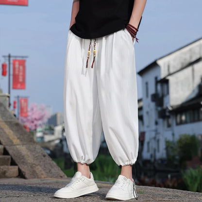 Pantalon Homme Casual Large à Taille Élastique - Confort d'Été