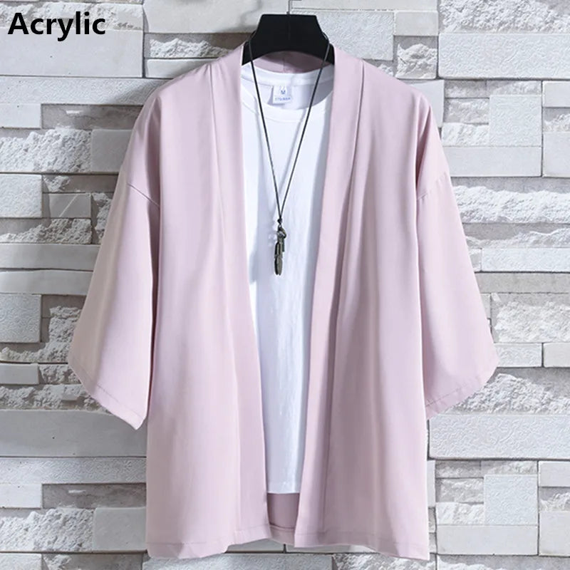Kimono Court Mixte en Coton et Lin