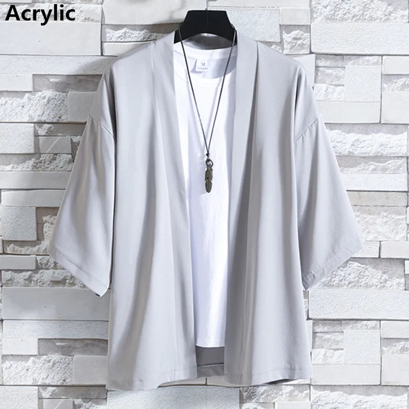 Kimono Court Mixte en Coton et Lin