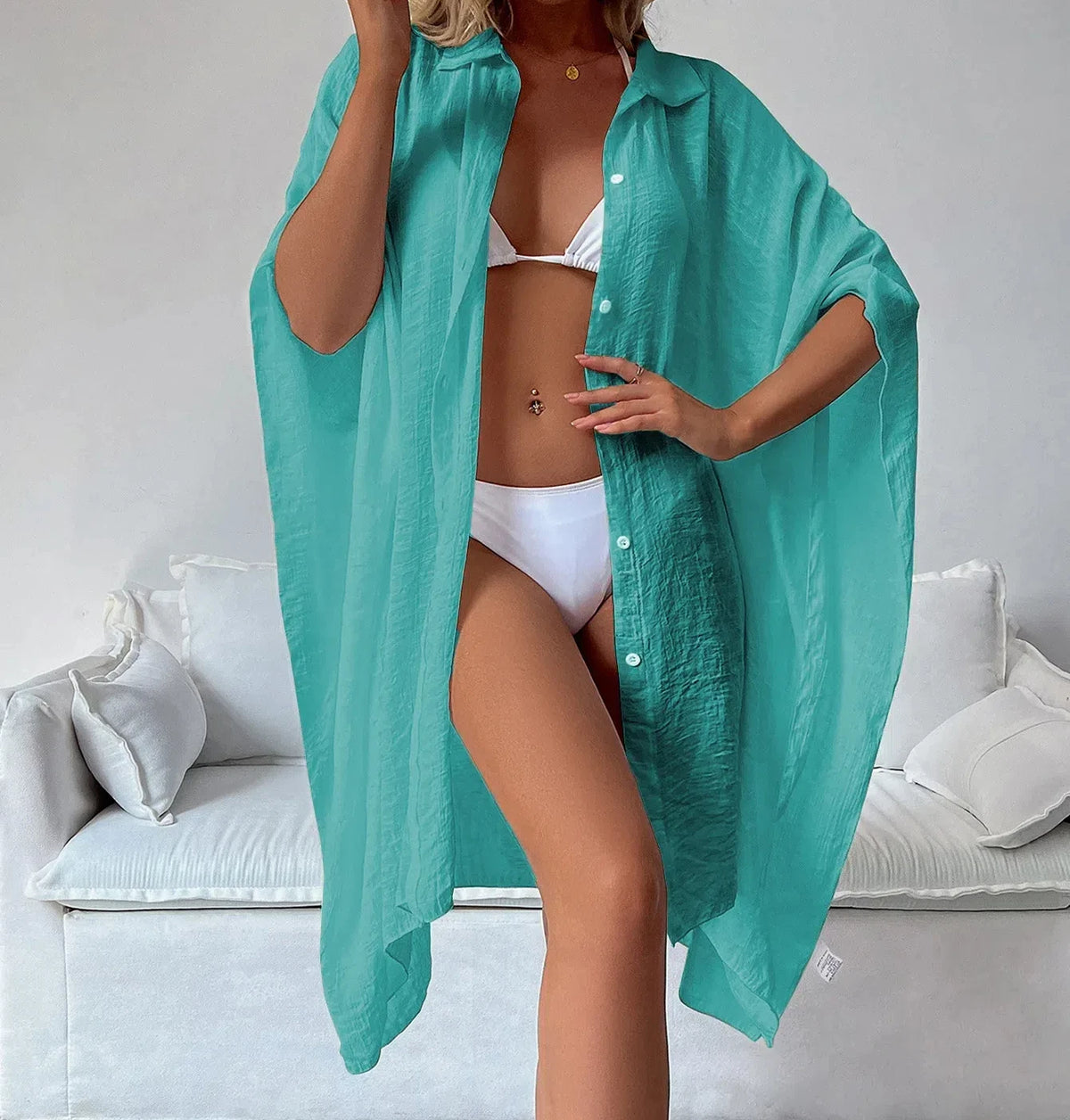Kimono Chemise Femme Léger Style Plage - Taille Unique