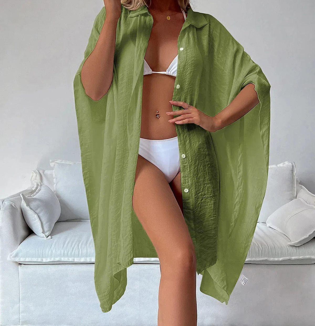 Kimono Chemise Femme Léger Style Plage - Taille Unique