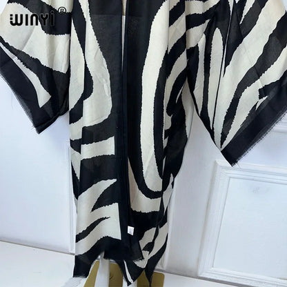 Kimono Long Imprimé Zèbre Femme - Style Bohème Chic
