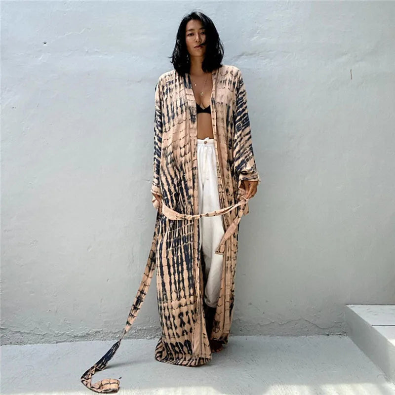 Kimono Long Femme Style Bohème- Motif Tie and Dye