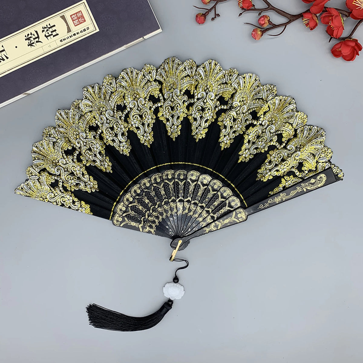 Éventail Pliant Vintage avec LED - Idéal pour Soirées et Spectacles