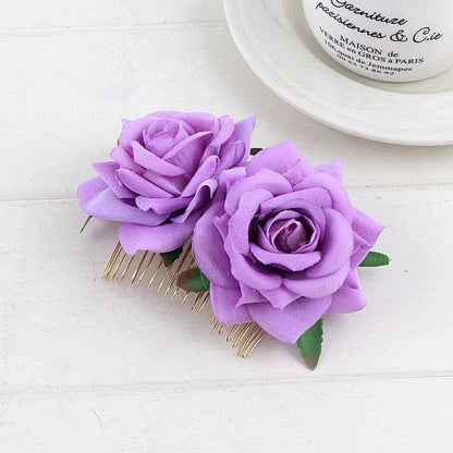 Pince à Cheveux Fleur Rose Satinée pour Femme