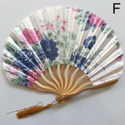 Éventail Vintage Pliant en Soie et Bambou - Style Traditionnel