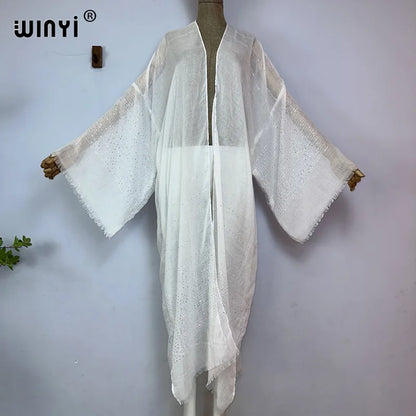 Kimono Long Bohème Imprimé pour Femme - Style Léger et Transparent