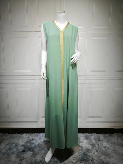 Ensemble Abaya Kimono Long Femme Style Bohème Chic Brodé