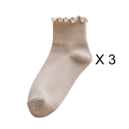 Lot de 3 Paires de Chaussettes Femme Coton Style Japonais - Confortables et Casual
