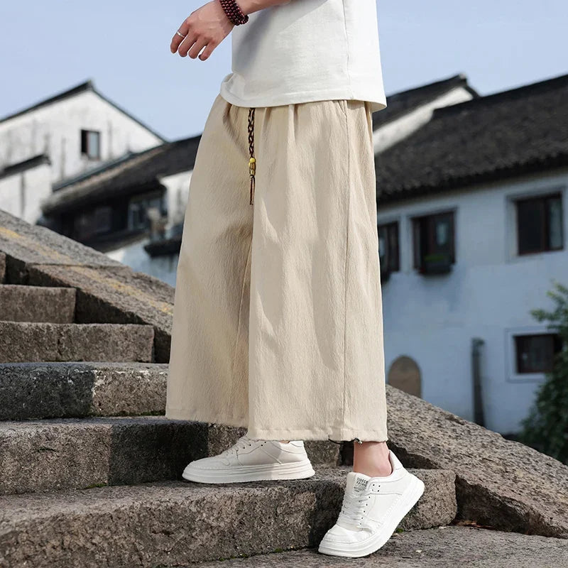 Pantalon Homme Casual Large à Taille Élastique - Confort d'Été