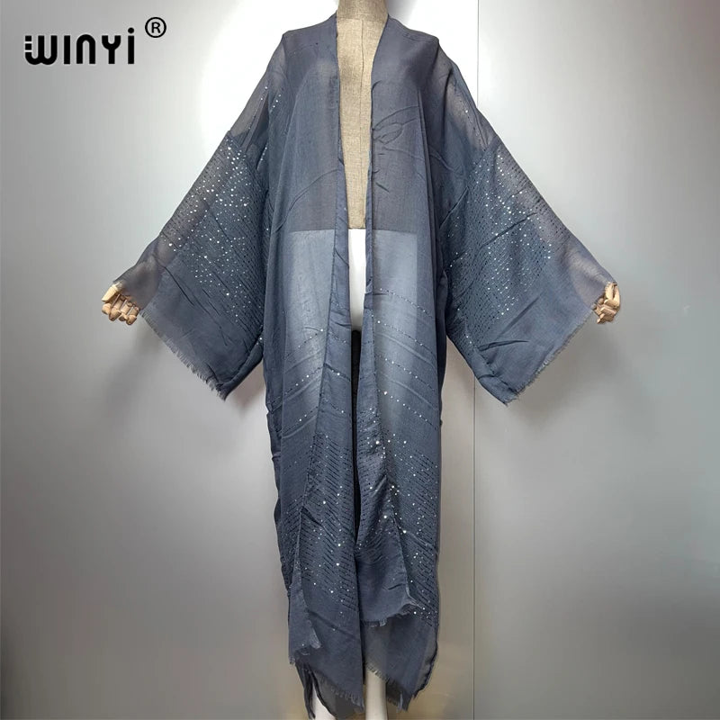 Kimono Long Bohème Imprimé pour Femme - Style Léger et Transparent