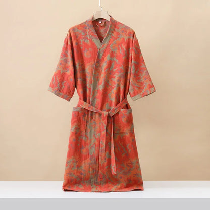 Kimono Mi-long Imprimé en Coton pour Femme