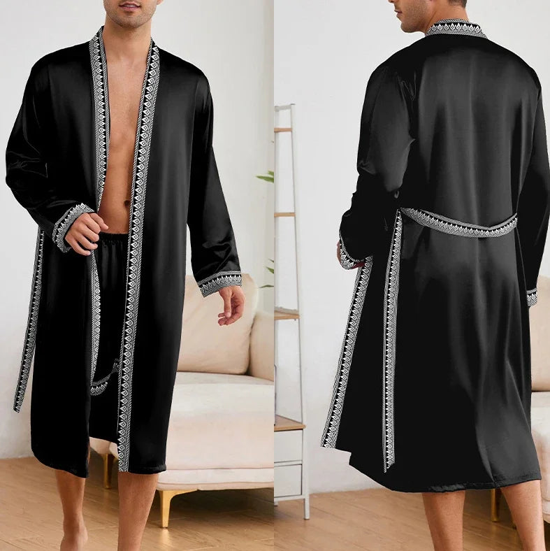 Kimono Mi-long Homme en Satin Doux et Confortable