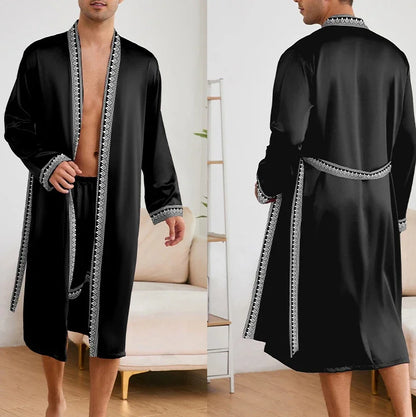 Kimono Mi-long Homme en Satin Doux et Confortable
