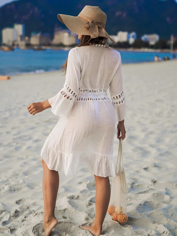 Kimono Long Plage Femme en Crochet - Style Bohème Chic