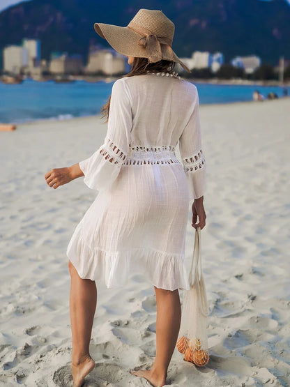 Kimono Long Plage Femme en Crochet - Style Bohème Chic