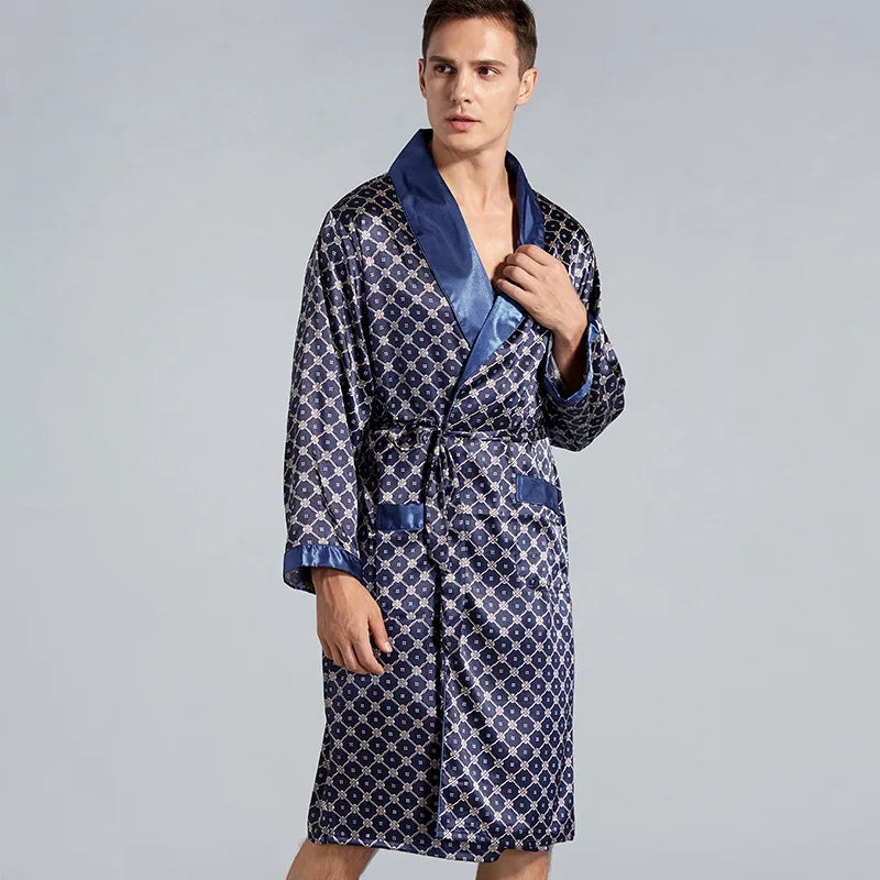 Kimono Mi-long Homme en Satin Doux et Confortable