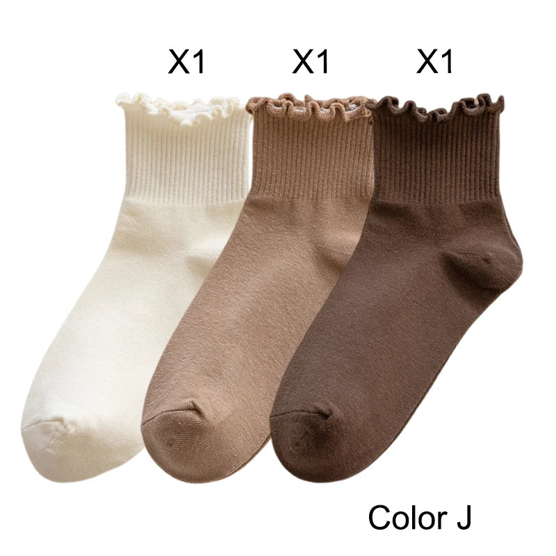 Lot de 3 Paires de Chaussettes Femme Coton Style Japonais - Confortables et Casual