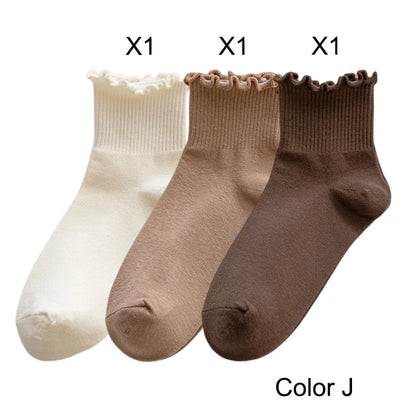 Lot de 3 Paires de Chaussettes Femme Coton Style Japonais - Confortables et Casual