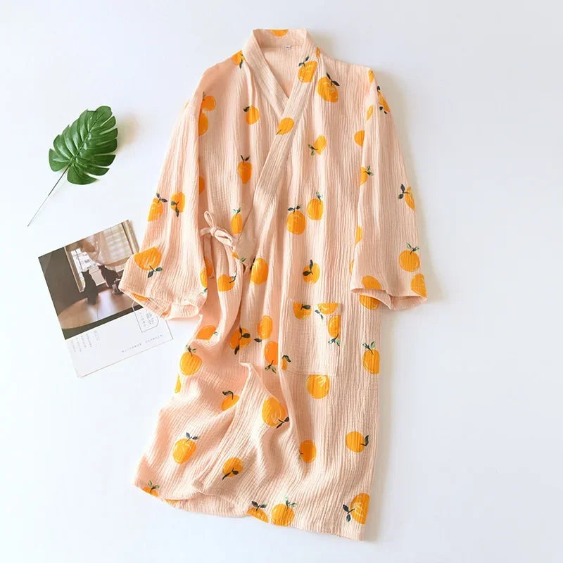 Kimono Mi-long Fleuri Femme en Coton - Confort & Style