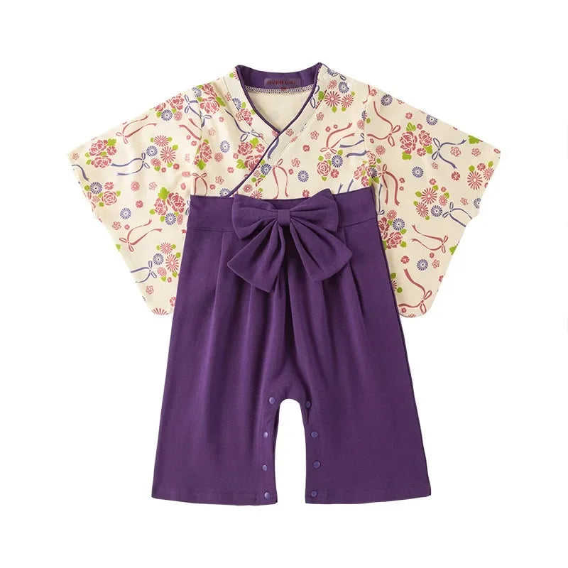 Ensemble Kimono et Pantalon Bébé Mixte - Style Japonais Floral Doux
