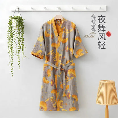 Kimono Mi-long Imprimé en Coton pour Femme