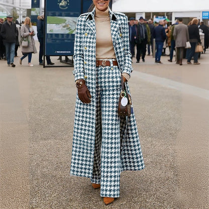 Ensemble Veste et Pantalon Pied-de-Poule Élégant pour Femme