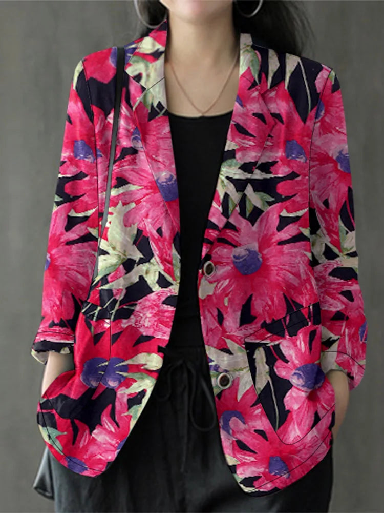 Blazer Léger Femme à Revers avec Poches