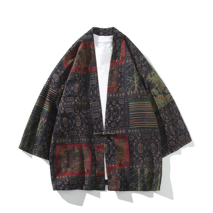 Kimono Court Homme en Coton et Lin - Style Asiatique Traditionnel