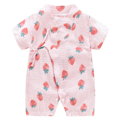 Barboteuse Bébé Fille Fleurie en Coton - Été