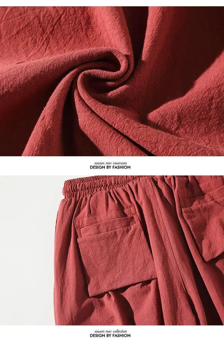 Pantalon court d'été ample en lin pour homme - style chinois
