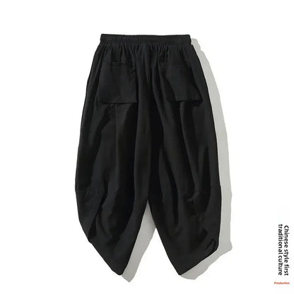 Pantalon court d'été ample en lin pour homme - style chinois