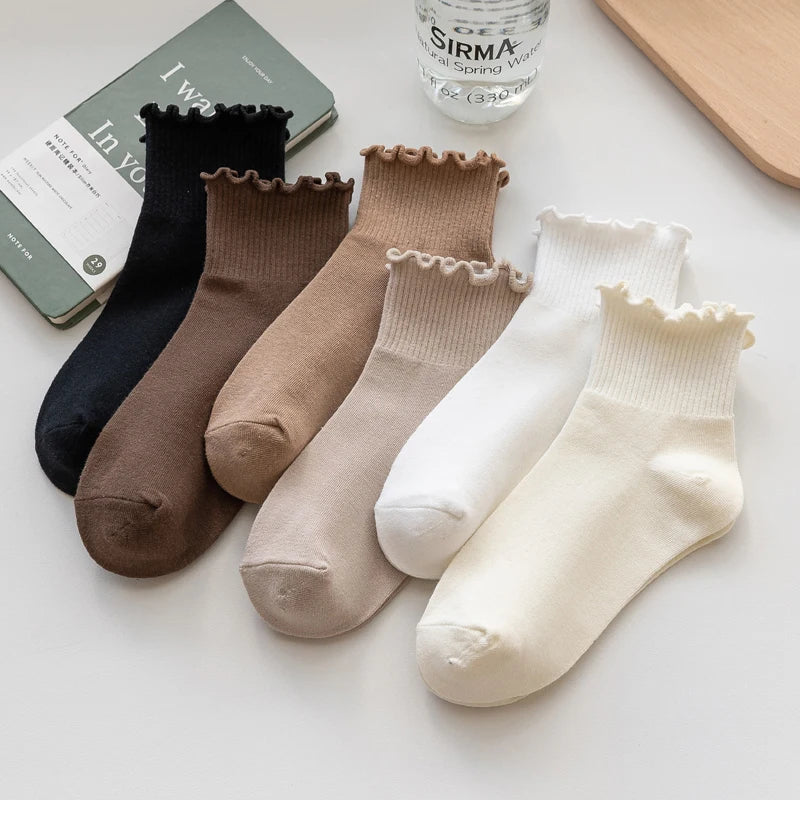 Lot de 3 Paires de Chaussettes Femme Coton Style Japonais - Confortables et Casual